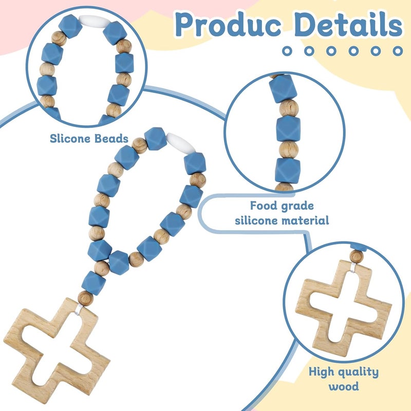 Sumalon Cross Baptism Silicone Rosary, First Communion Rosary Collection Shower Christian Communion Gifts - Image 3